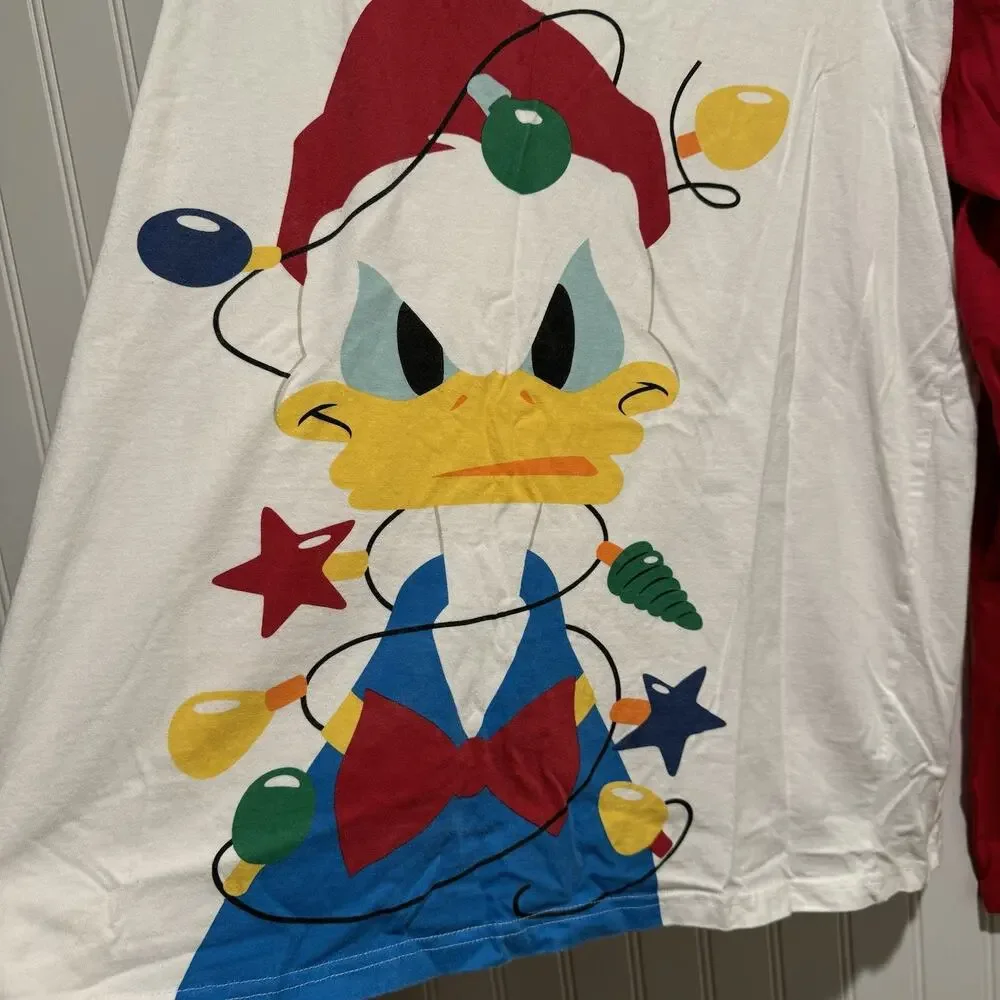 Disney Store Donald Duck Christmas Raglan Tee Shirt Mens 2X - Picture 2 of 5